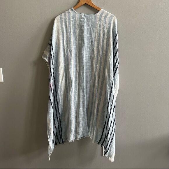 American Eagle Boho Striped Cover Up Fringe Kimono Blue, Navy, White Size O/S - Picture 4 of 5